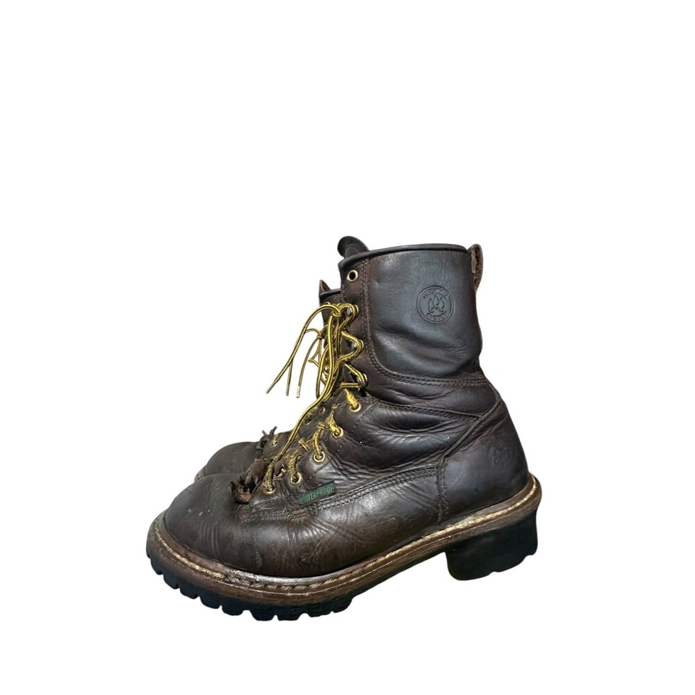 Georgia Boot  8" Logger Boot Soft Toe Waterproof Brown Leather Outdoor Mens 10.5